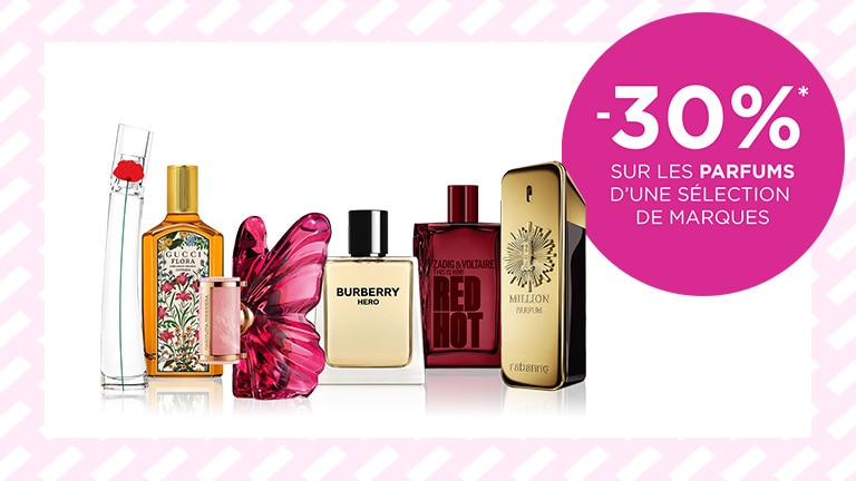 -30 % sur les parfums d’une sélection de marques* -30 % sur les parfums d’une sélection de marques*