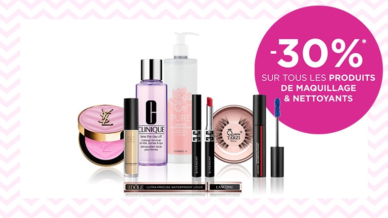 -30% sur tous les produits de maquillage & nettoyants* -30% sur tous les produits de maquillage & nettoyants*