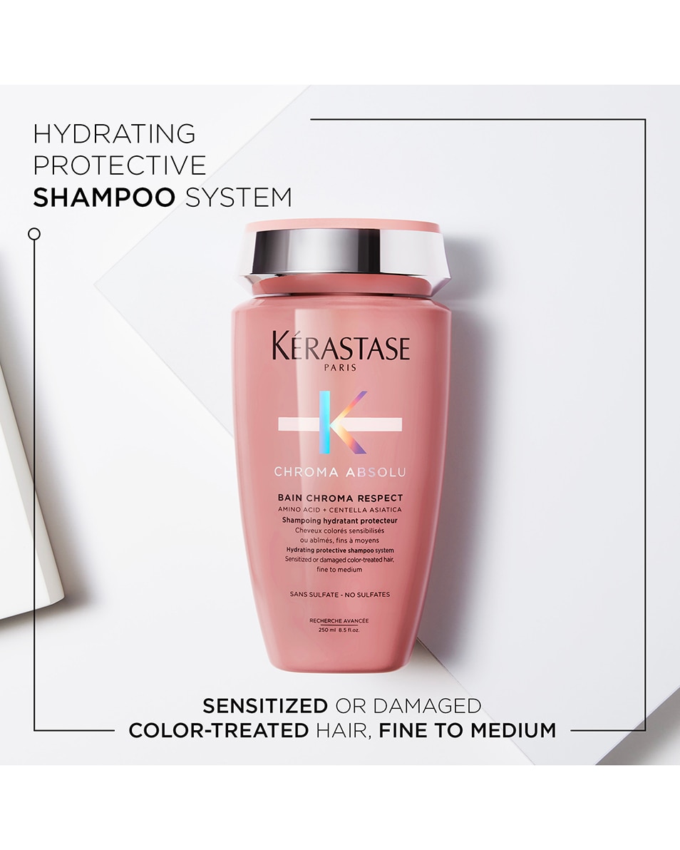 KÉRASTASE CHROMA ABSOLU BAIN CHROMA RESPECT SHAMPOING PROTECTEUR HYDRATANT CHEVEUX COLORÉS FINS 250 ML