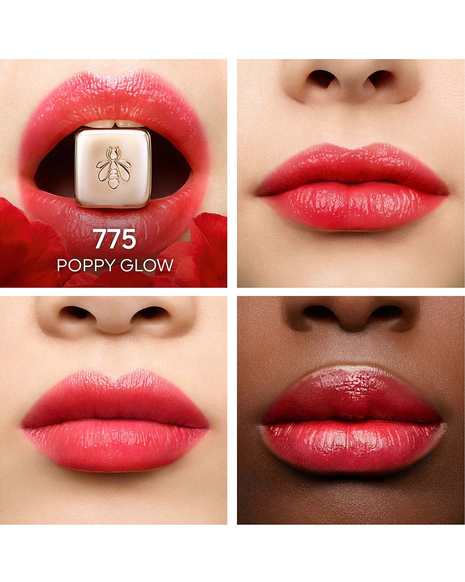 GUERLAIN KISS KISS BEE GLOW BAUME TEINTÉ INFUSÉ AU MIEL 98% D'ORIGINE NATURELLE 775 POPPY GLOW 3