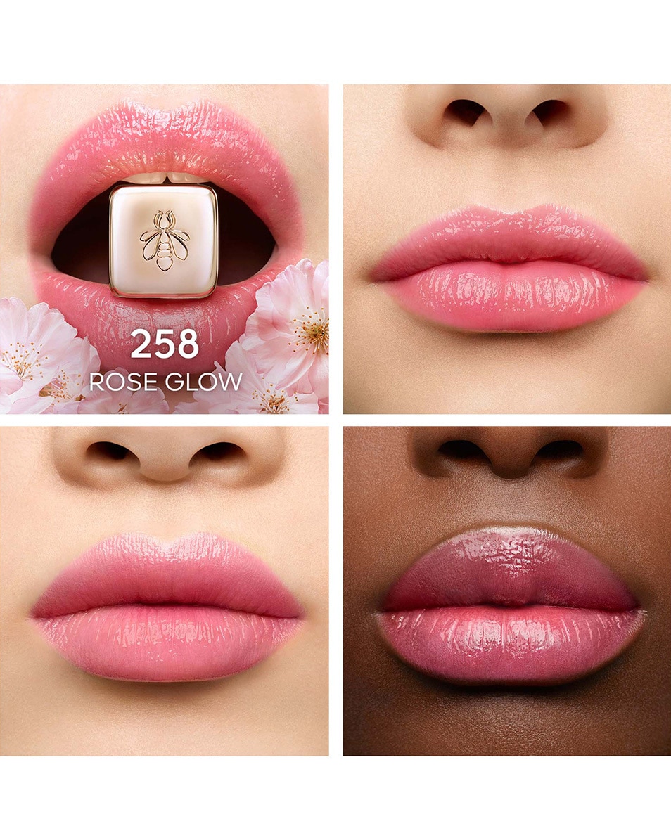 GUERLAIN KISS KISS BEE GLOW BAUME TEINTÉ INFUSÉ AU MIEL 98% D'ORIGINE NATURELLE 258 ROSE GLOW 3