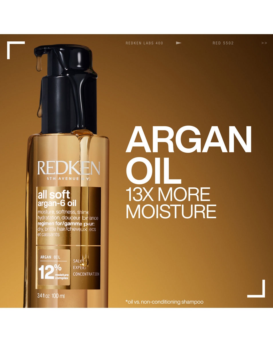 REDKEN All Soft Argan-6 Oil Huile capillaire sans rin age - pour cheveux secs & cassants 100 ML 3