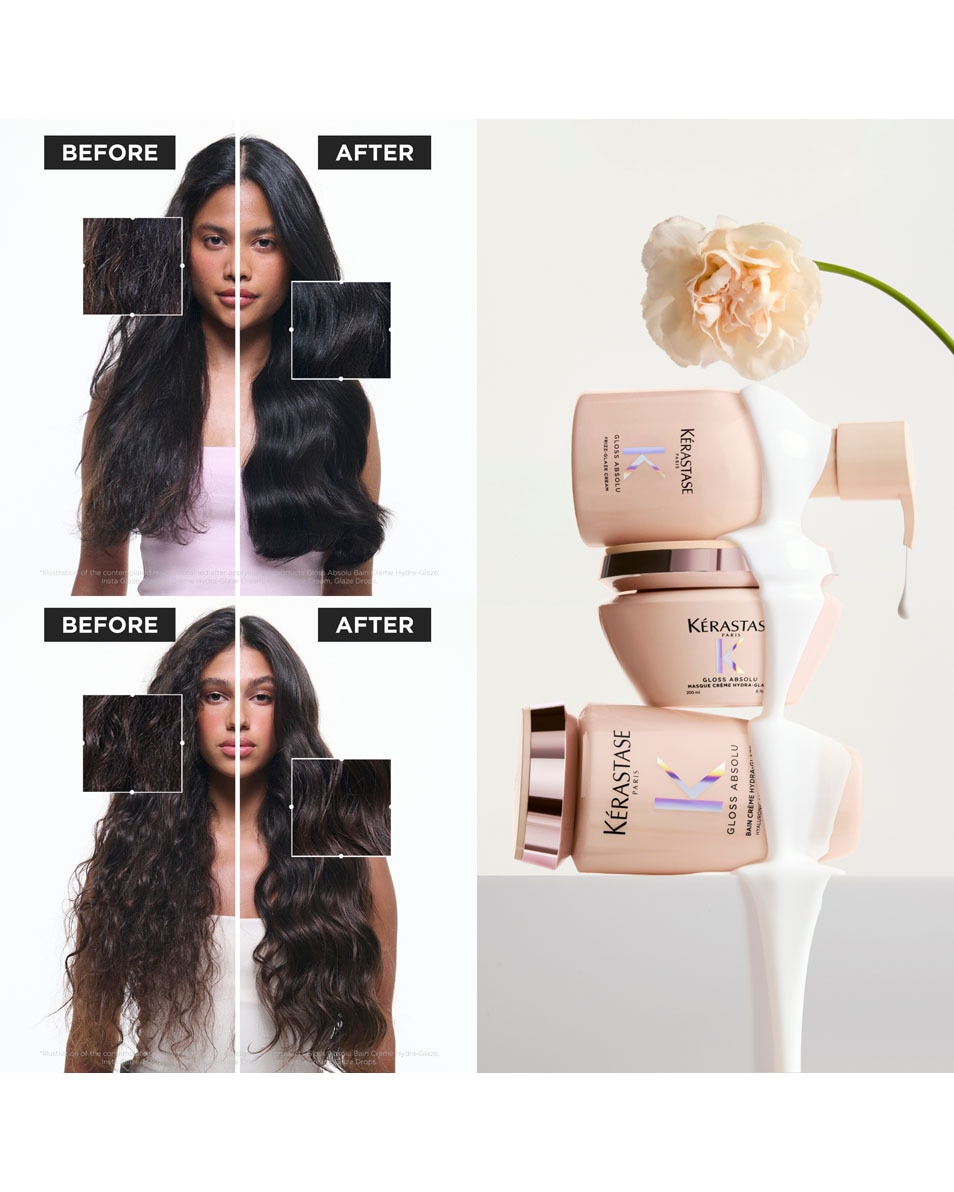 KÉRASTASE Gloss Absolu Frizz-Glaze Cream Crème coiffante anti-frisottis - Pour cheveux épais & crépus 45 ML