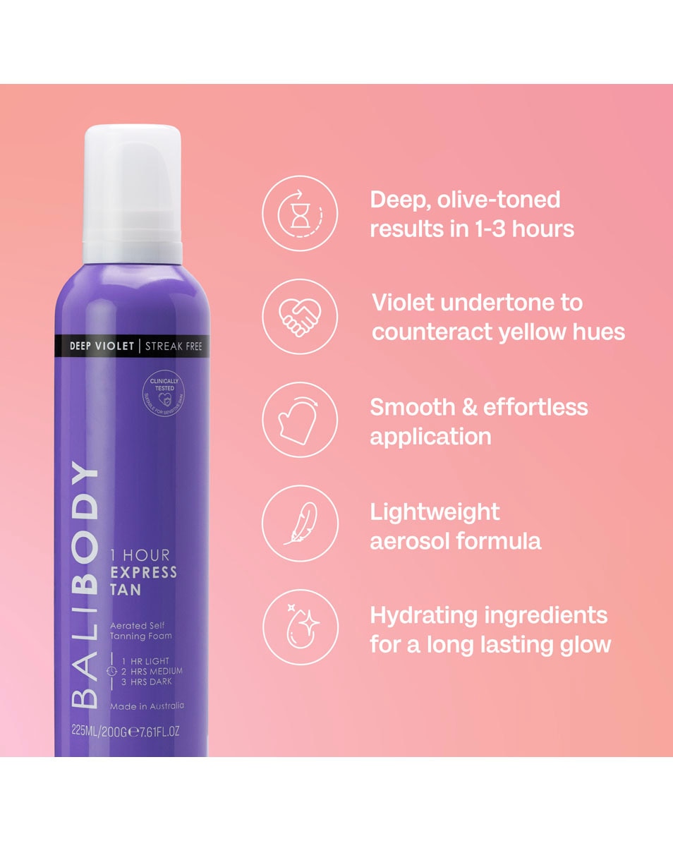 BALI BODY Deep Violet Self Tanning Mousse Mousse autobronzante violet foncé 225 ML 3