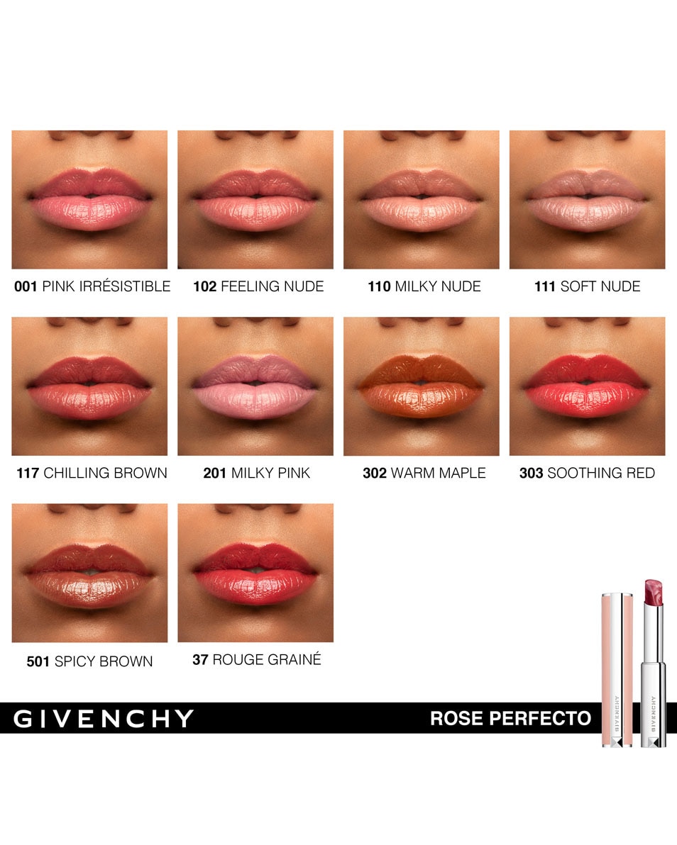 GIVENCHY COSMETICS LE ROSE PERFECTO BAUME EMBELLISSEUR DE LÈVRES 37 ROUGE GRAINÉ 4