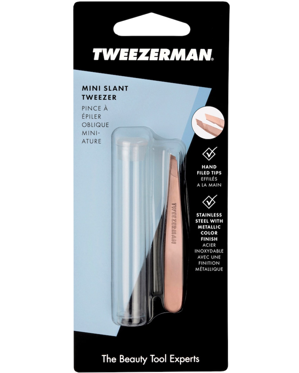 TWEEZERMAN MINI SLANT TWEEZER ROSE GOLD MINI PINCE À ÉPILER OBLIQUE OR ROSE 1 ST 5