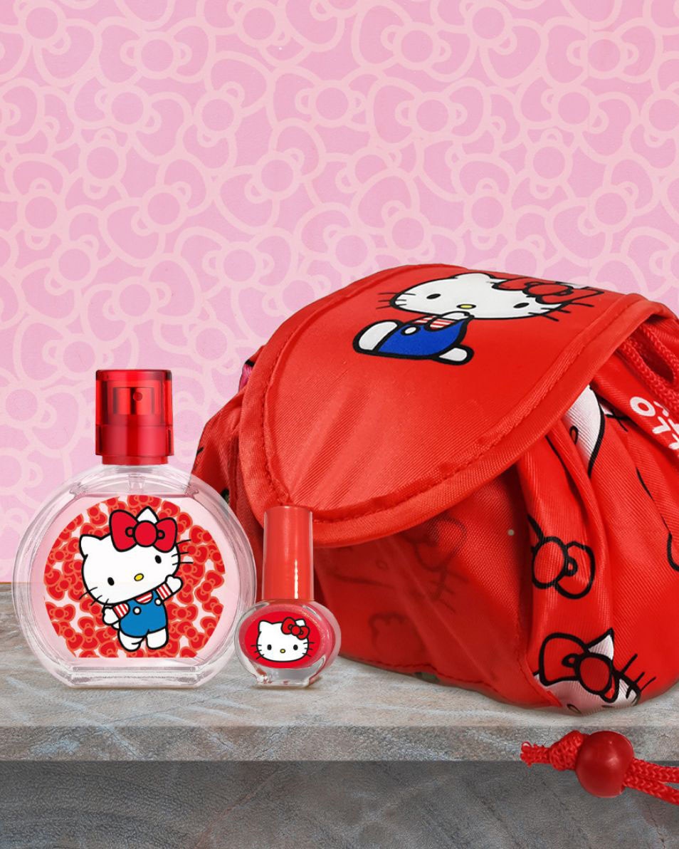 DISNEY HELLO KITTY Hello Kitty Coffret Cadeau avec Eau de Toilette 50 ml, trousse de maquillage et vernis à ongles 3 ST 3