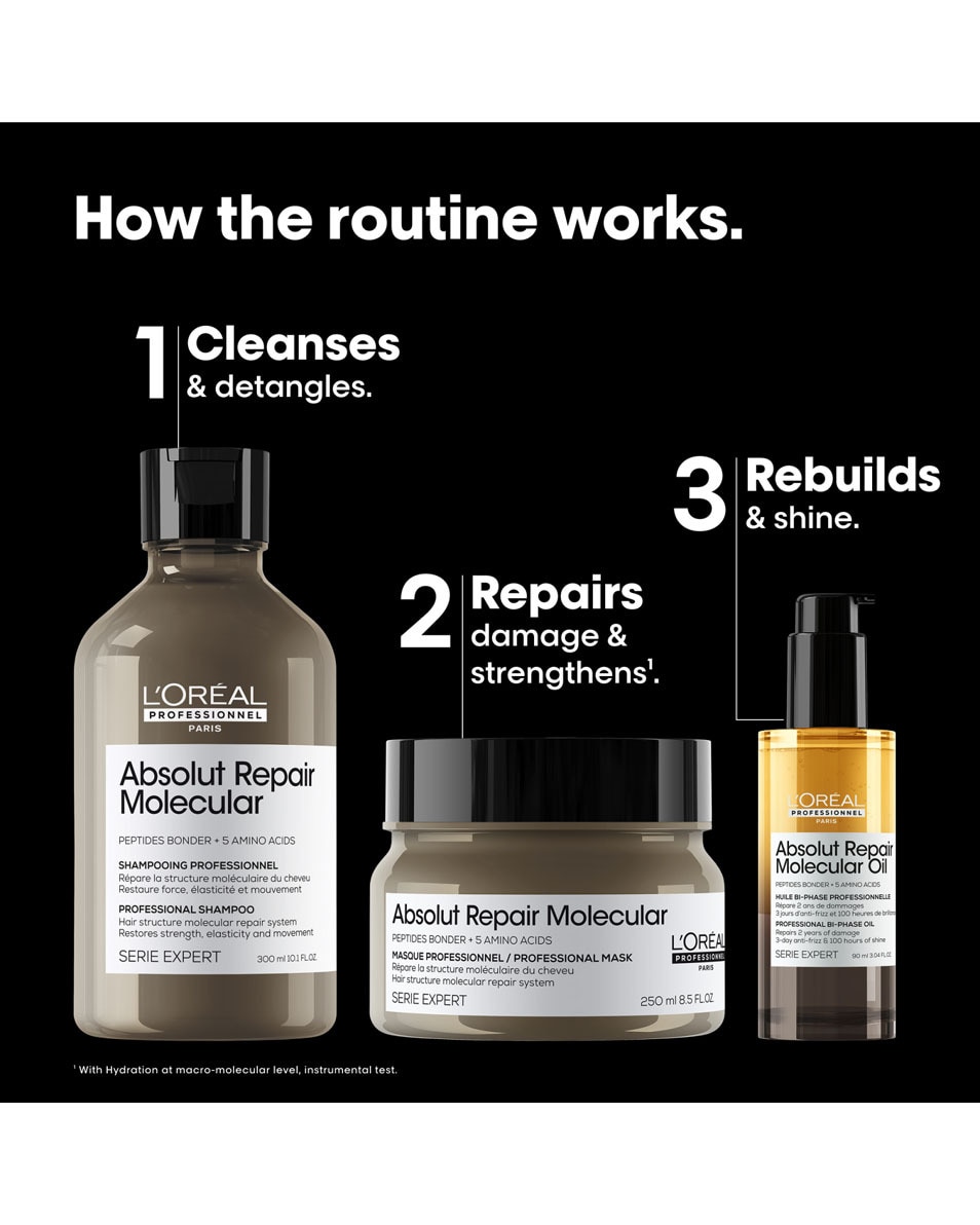 L'OREAL PROFESSIONNEL Absolut Repair Molecular Haarverzorgingsset Trio Tous types de Cheveux Abîmés 3 ST 5