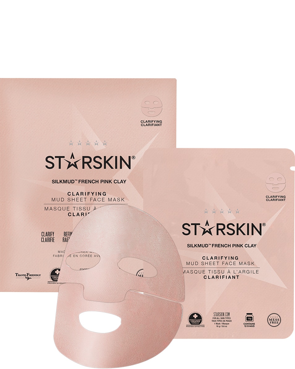 STARSKIN ESSENTIALS SILKMUD™ PINK FRENCH CLAY PURIFYING MUD SHEET MASK 12 G