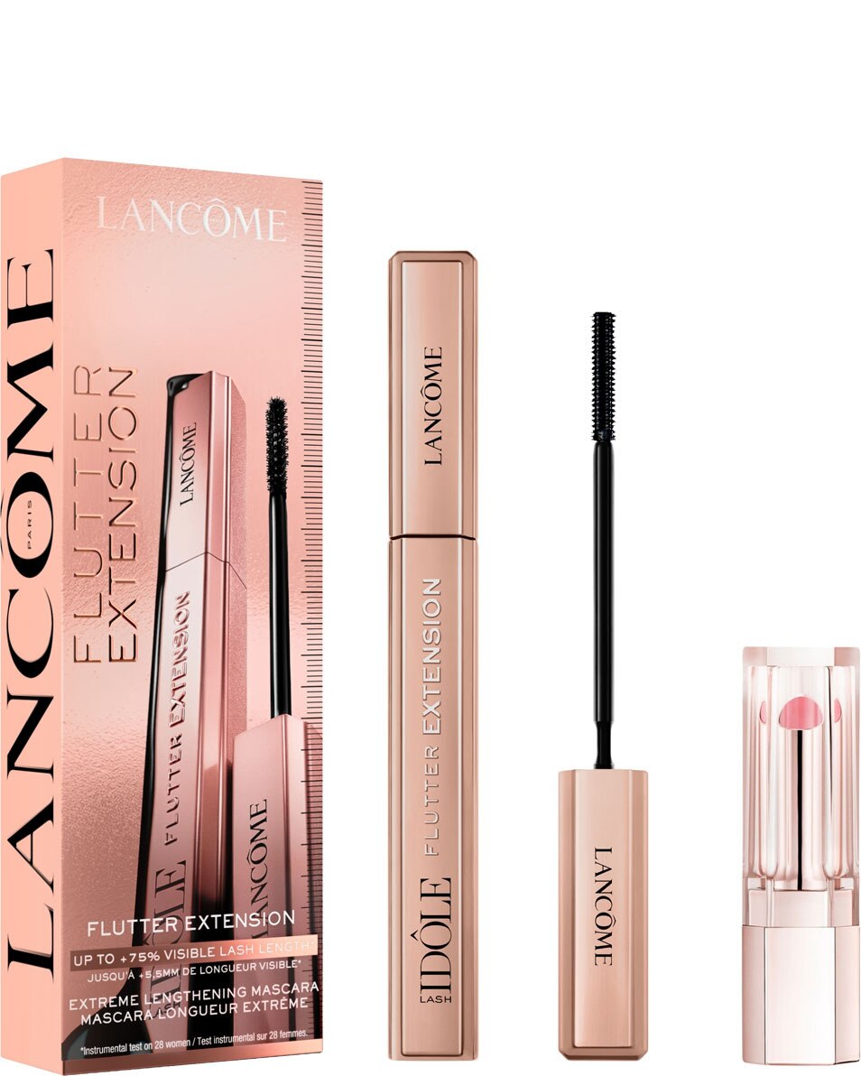 LANCÔME Lash Idôle Flutter Extension & Lip Idôle Butterglow - Coffret Cadeau Pour Femme - Duo Maquillage Yeux Et Lèvres, Mascara Et Baume À Lèvres 2 ST