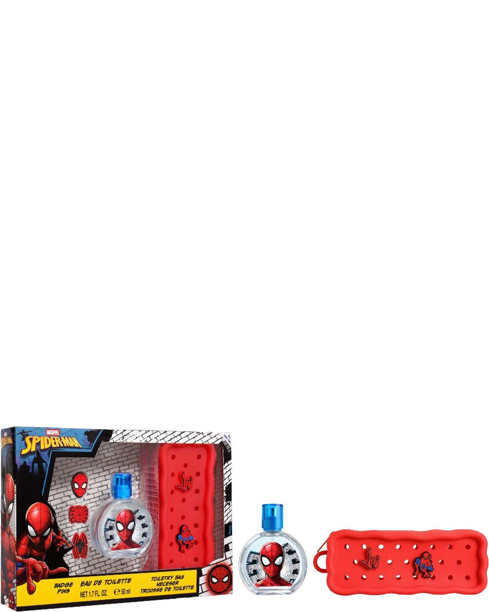 DISNEY SPIDERMAN Spider-Man Coffret Cadeau avec Eau de Toilette 50 ml et trousse de toilette en silicone avec pins