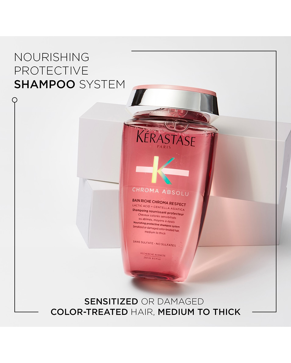 KÉRASTASE CHROMA ABSOLU BAIN RICHE CHROMA RESPECT SHAMPOING PROTECTEUR HYDRATANT CHEVEUX COLORÉS ÉPAIS 250 ML 2