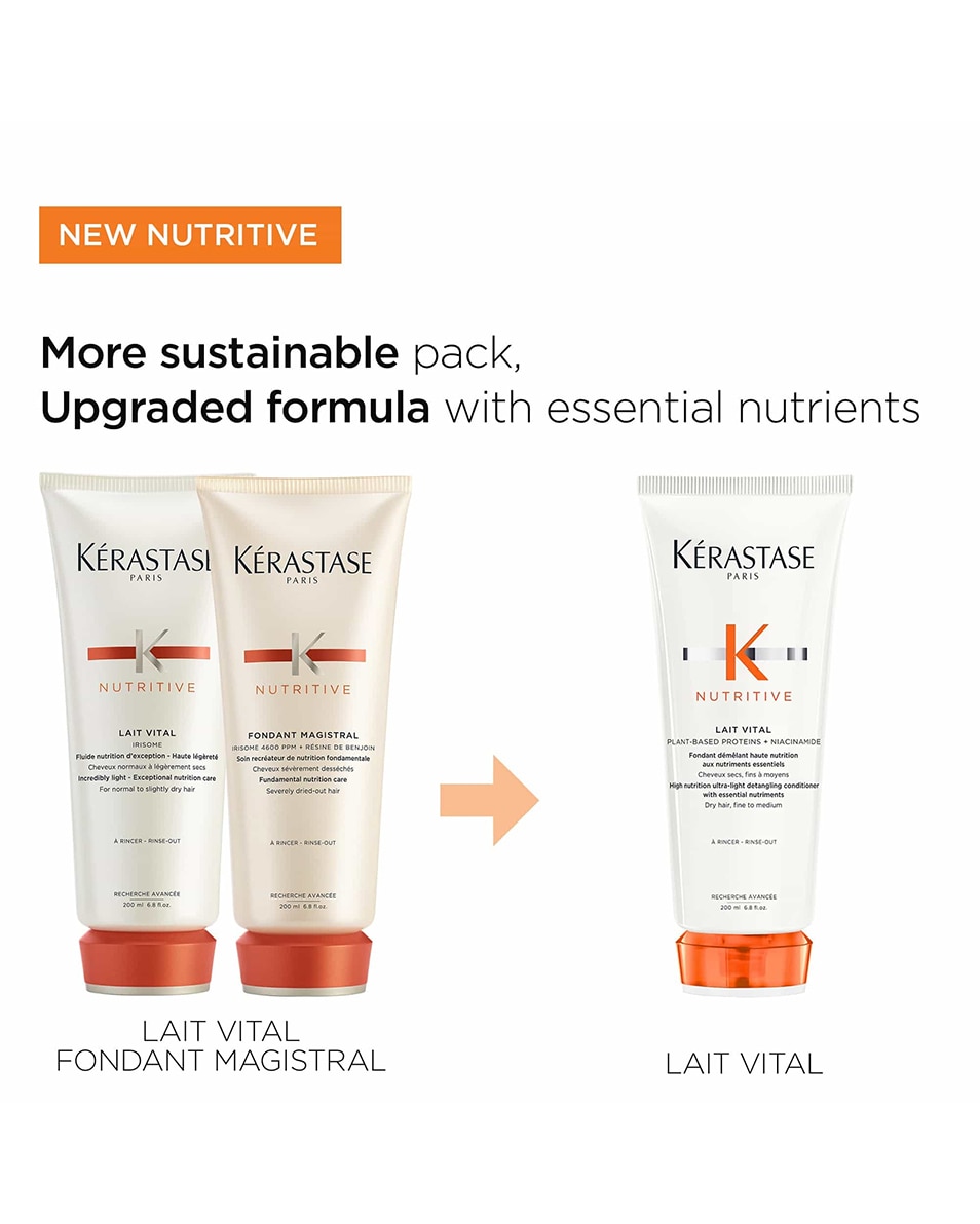 KÉRASTASE NUTRITIVE LAIT VITAL APRÈS-SHAMPOING DÉMÊLANT LÉGER, CHEVEUX SECS FINS À MOYENS 200 ML 2