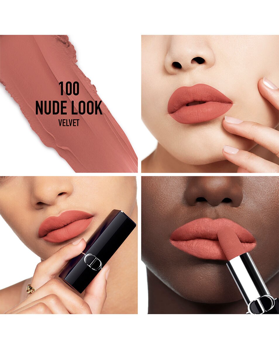 DIOR Rouge Dior Rouge à lèvres - confort et longue tenue VELVET - 100 NUDE LOOK 2