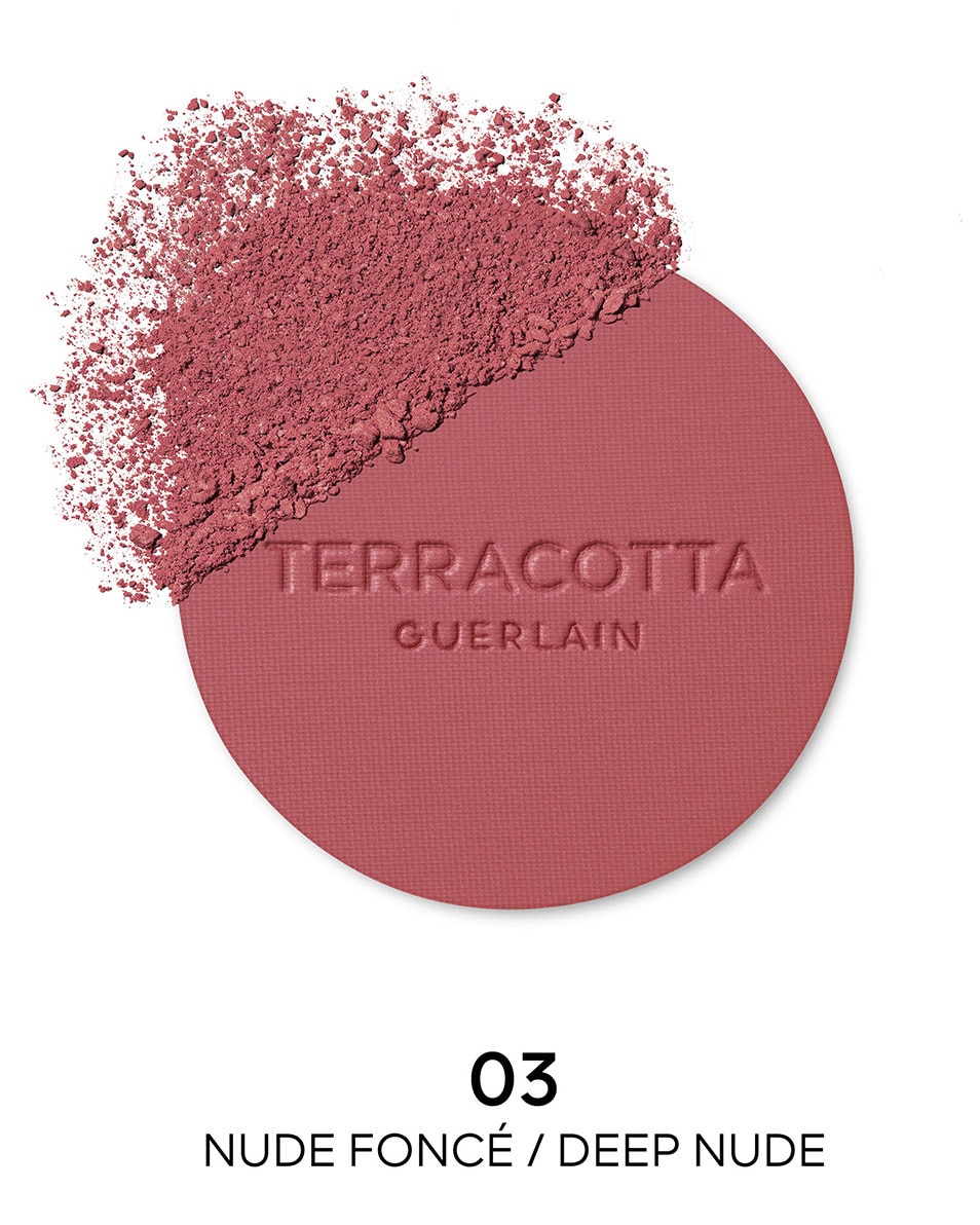 GUERLAIN Terracotta Blush Le fard à joues effet bonne mine , 90% d’ingrédients d’origine naturelle 03 Nude Foncé 2