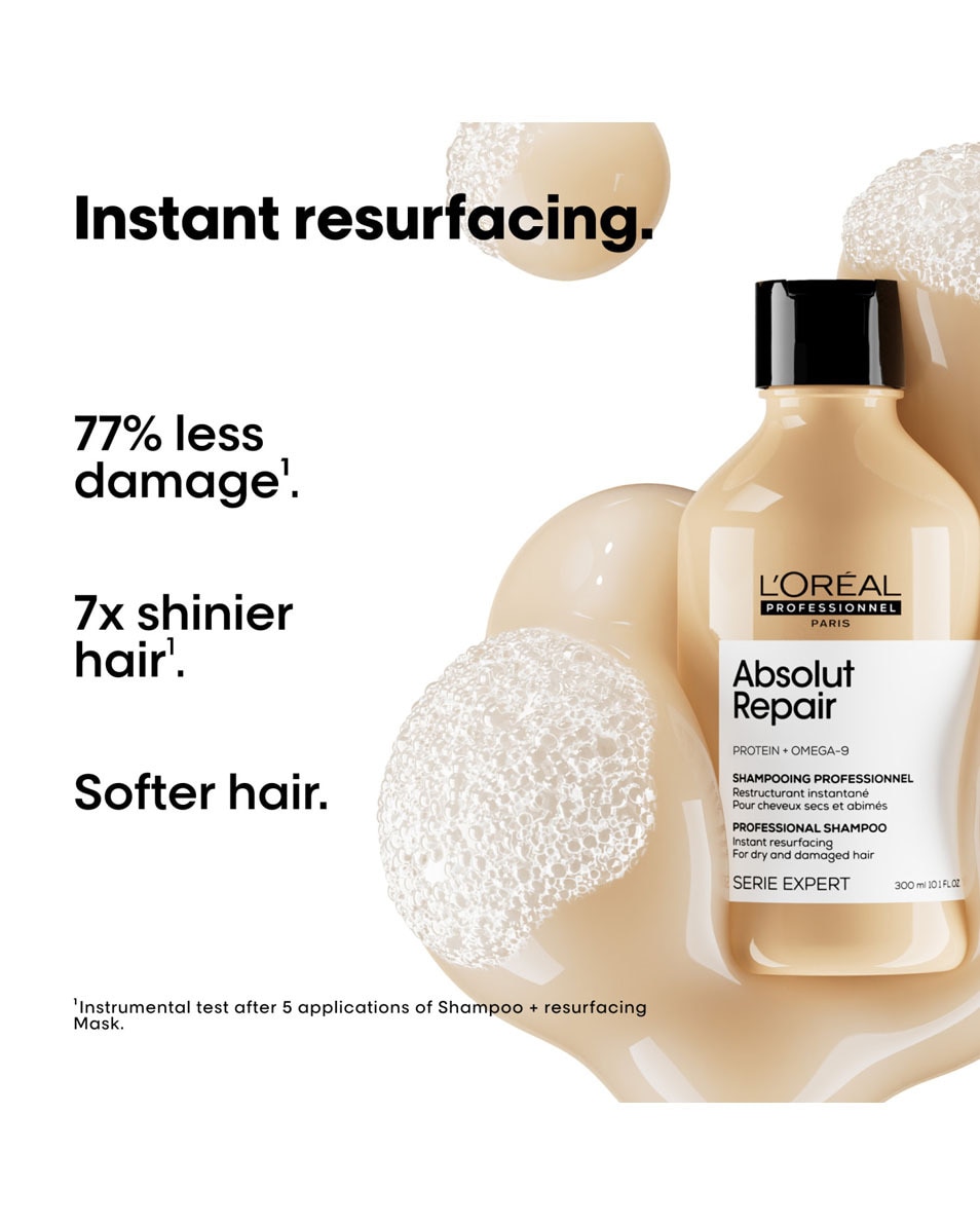 L'OREAL PROFESSIONNEL Absolut Repair Gold Shampooing réparation instantanée cheveux secs et abîmés 300 ML 2