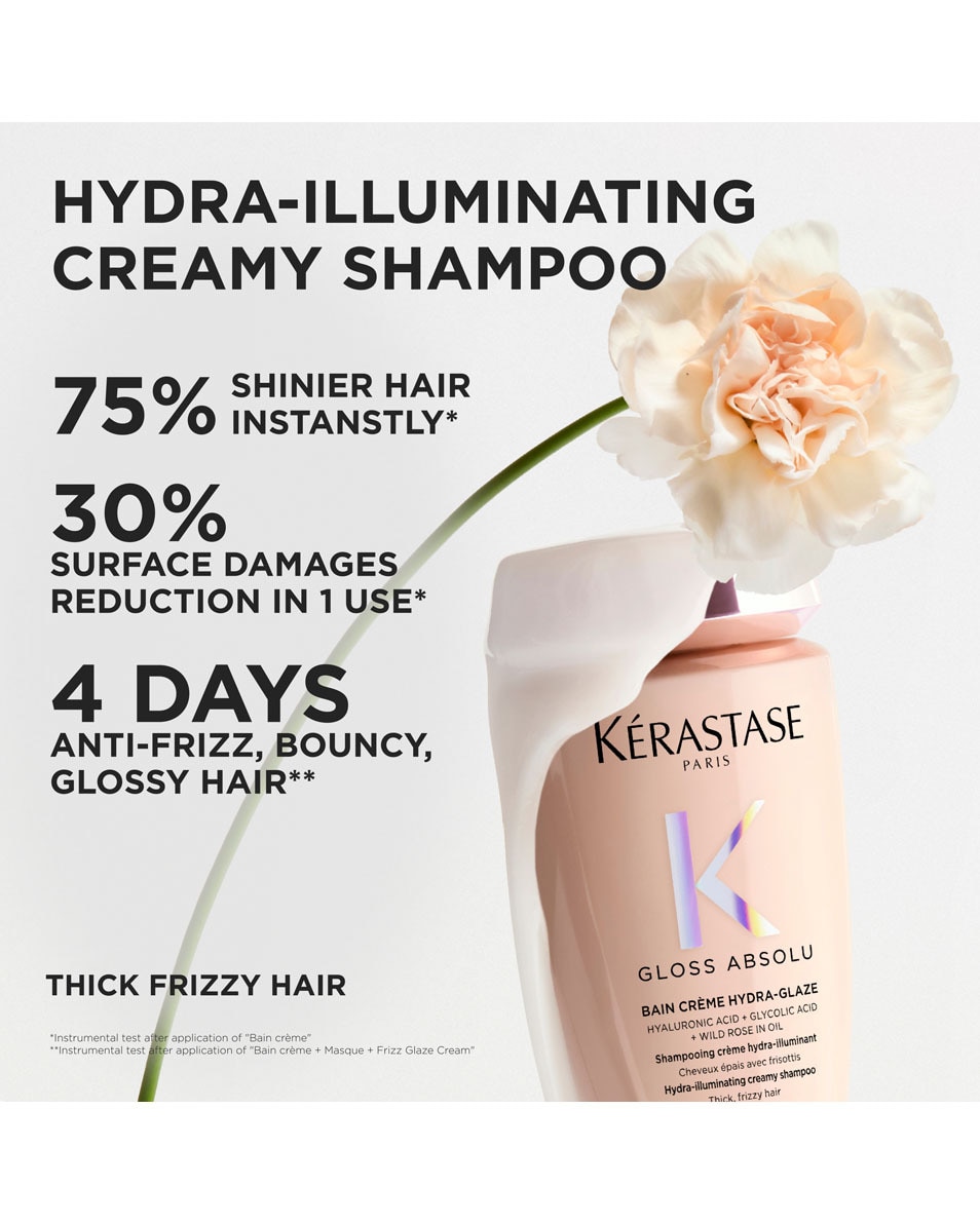 KÉRASTASE Gloss Absolu Bain Riche Crème Hydra-Glaze Shampooing anti-frisottis - Pour cheveux épais et frisés 80 ML 2