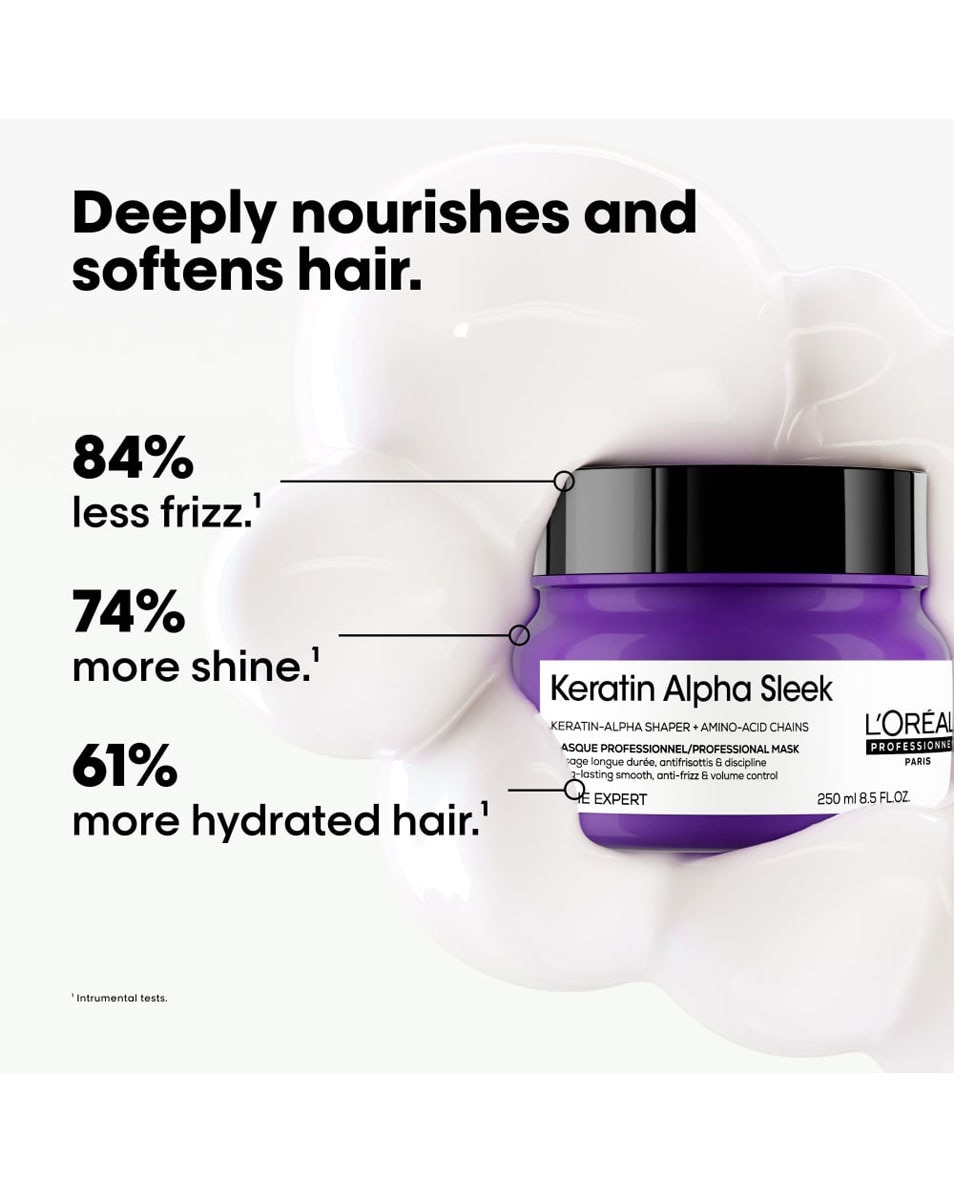 L'OREAL PROFESSIONNEL Keratin Alpha Sleek Masque - Hydratation et brillance 250 ML 2